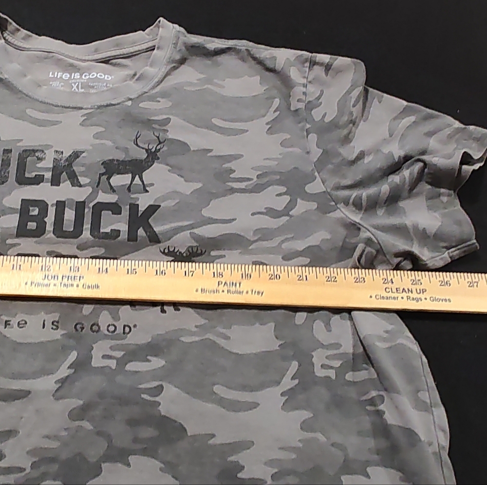 Life is Good Men's Crusher Crew Neck Tee - Gray Camo -Buck Buck Moose Size XLM - Picture 8 of 8